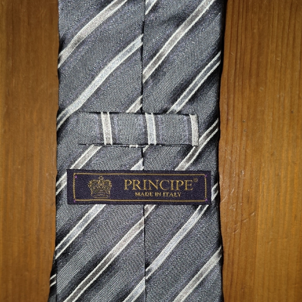 Principe Made In Italy Gray Striped Silk Tie by